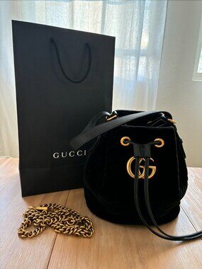 Gucci Marmont Velvet Bucket Bag